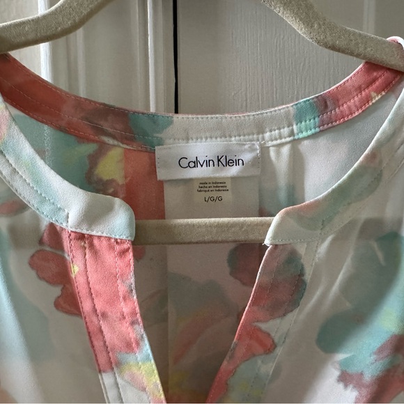 Calvin Klein Multicolor Watercolor Floral Blouse - Picture 3 of 4